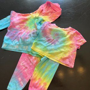 Katie J NYC Rainbow Tie Dye Sweat outfit and shirt